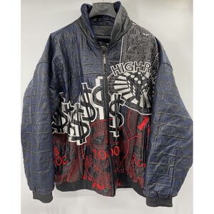 Vintage Autumn Hills Detroit Casino Leather Jacket Hip Hop 4XL Embroidered Black